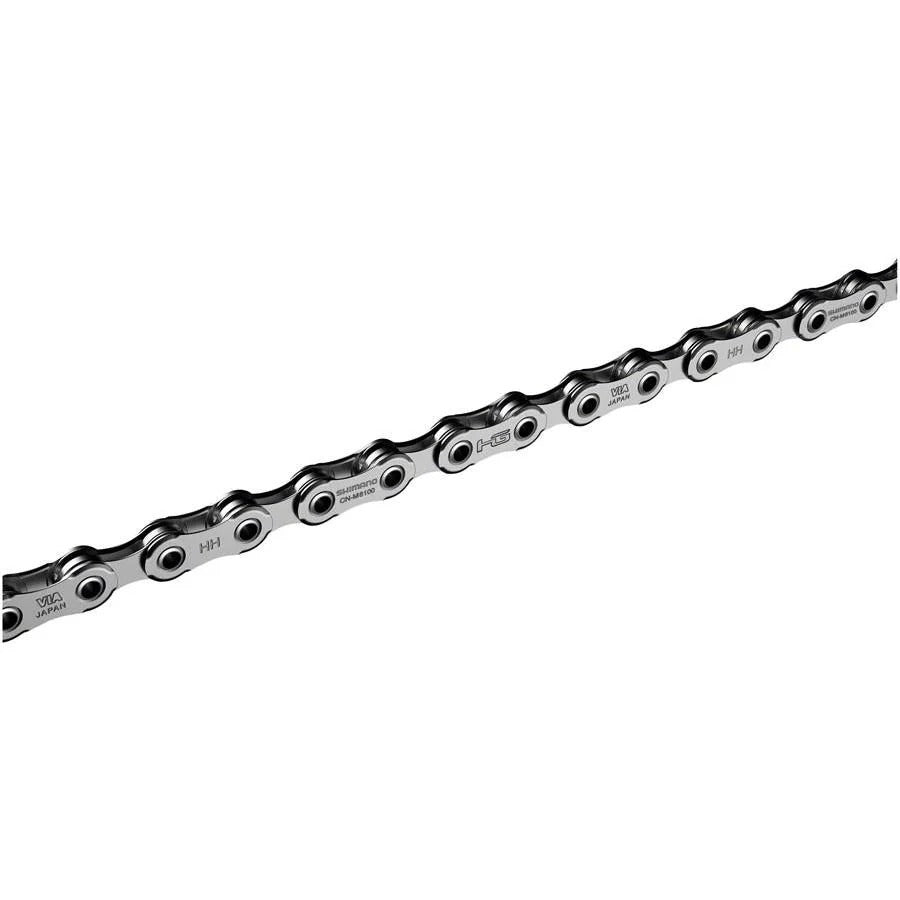 A bicycle chain against a white background