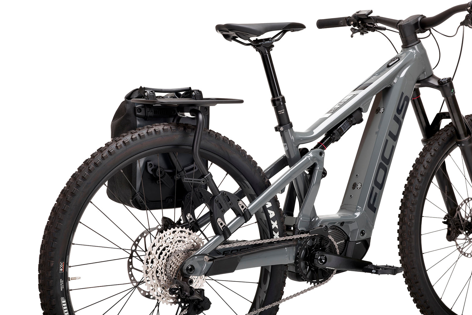 A picture of the Aeroe Pannier Rack with a bag attached to the back of a bike