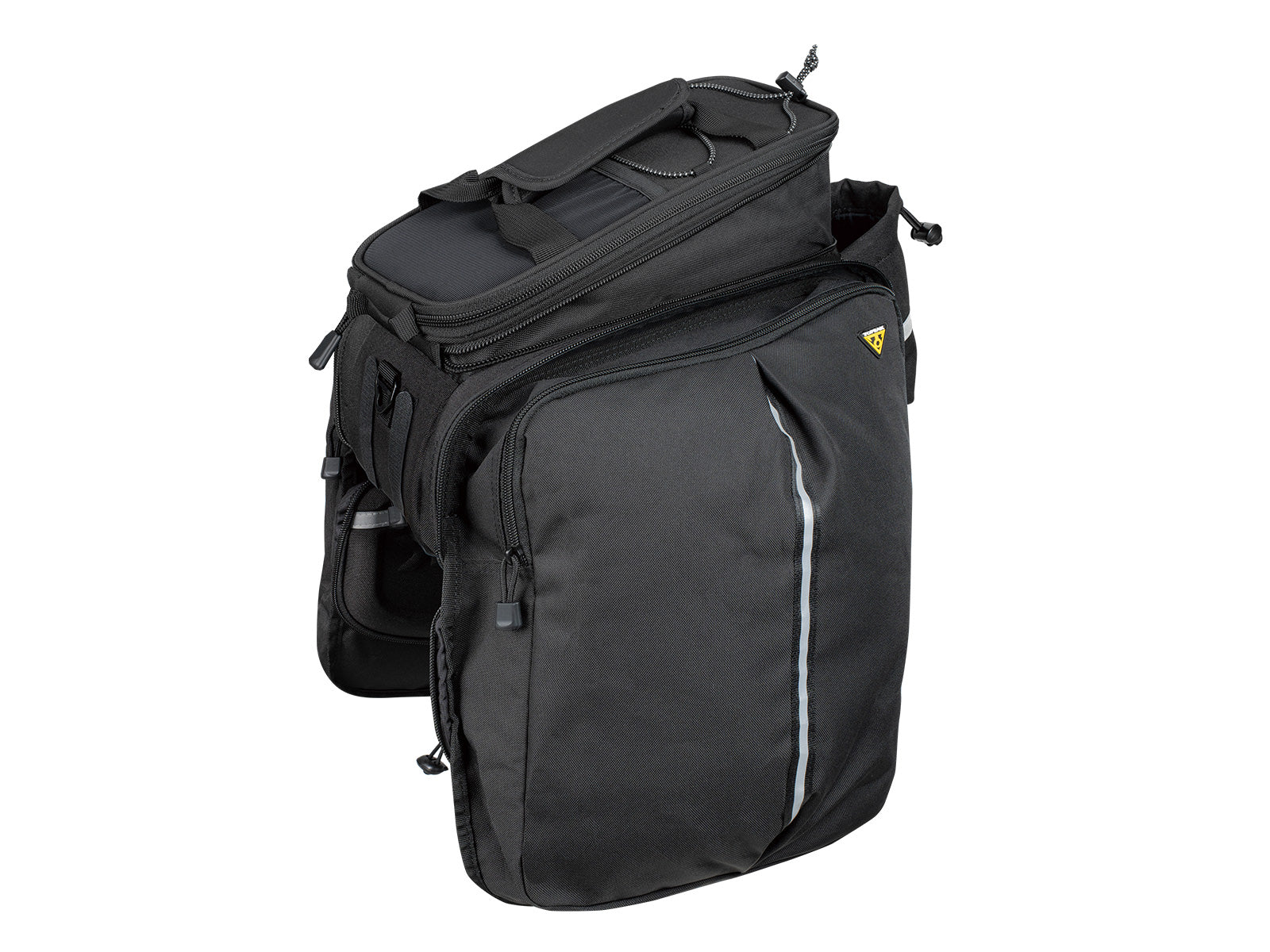 A picture of the Topeak MTS Trunk Bag DXP with the side bags opened and hanging down