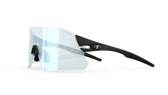 Sunglasses with a reflective lens on a white background
