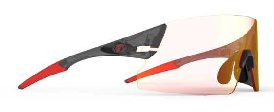 Sunglasses with red and black frame on a white background