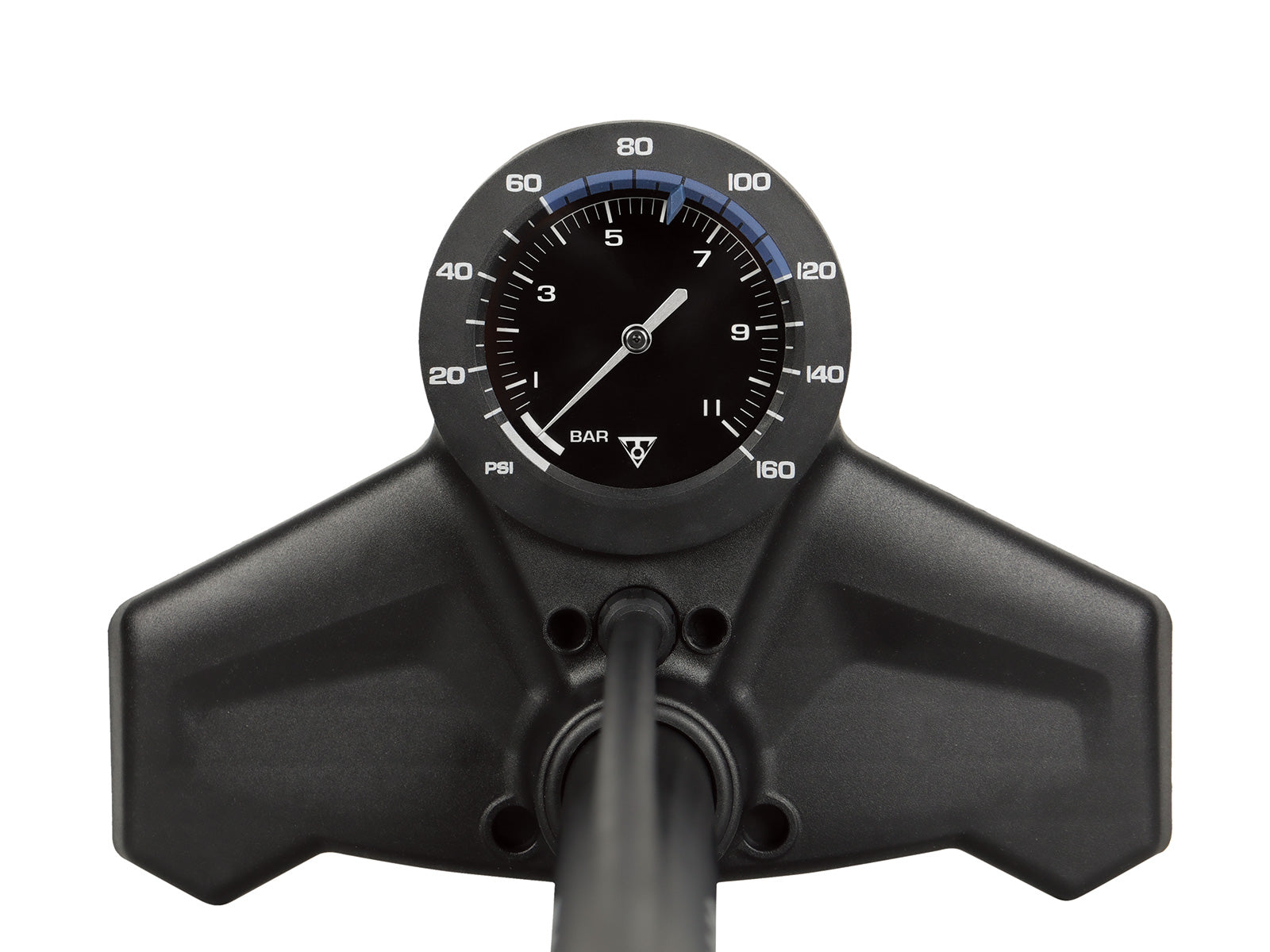 A close up picture of the gauge on the Topeak Jowblow Roadie Pump