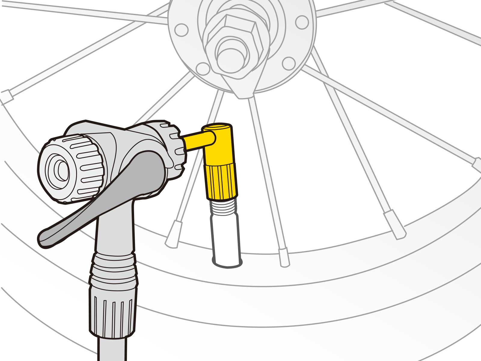 A diagram of the Pressure-Rite Schrader Valve Adapter