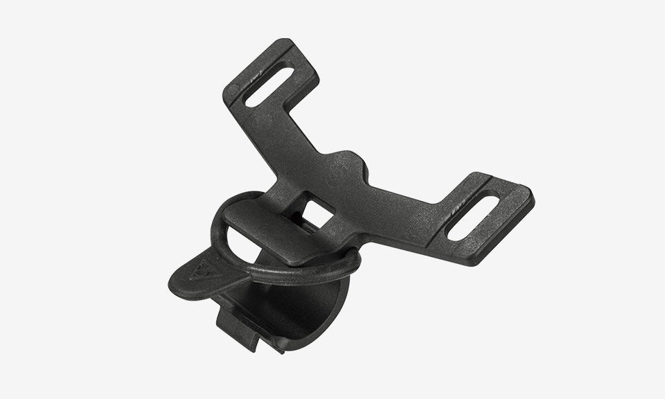 Black bicycle hand pump bracket on a white background