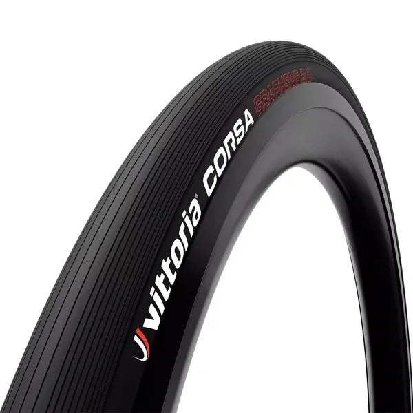 Vittoria Corsa bicycle tyre on a white background