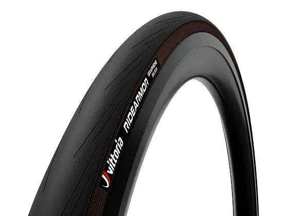 Bicycle tyre with 'Vittoria' branding on a white background