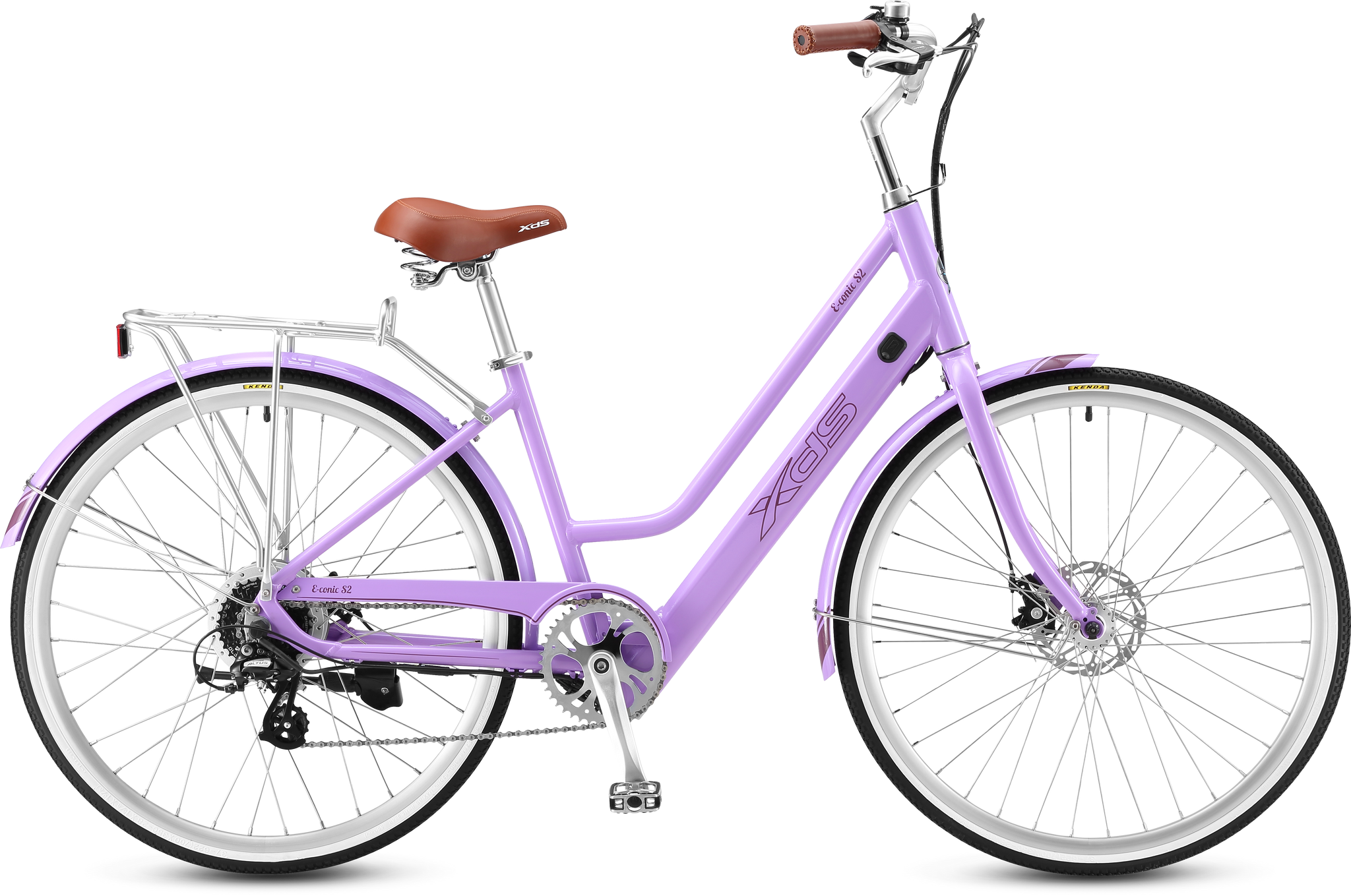 A picture of the lavender XDS E-Conic S2Hub-Drive Retro E-Bike 700C