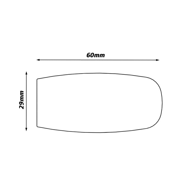 A diagram of the dimensions of a road bike mirror