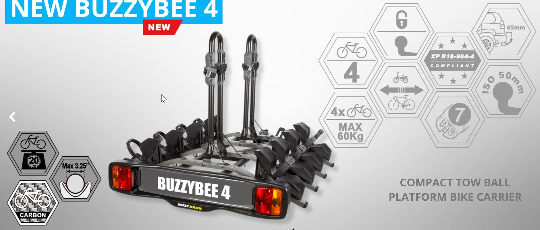 Buzzybee 4 Platform Bike Rack (Towball)