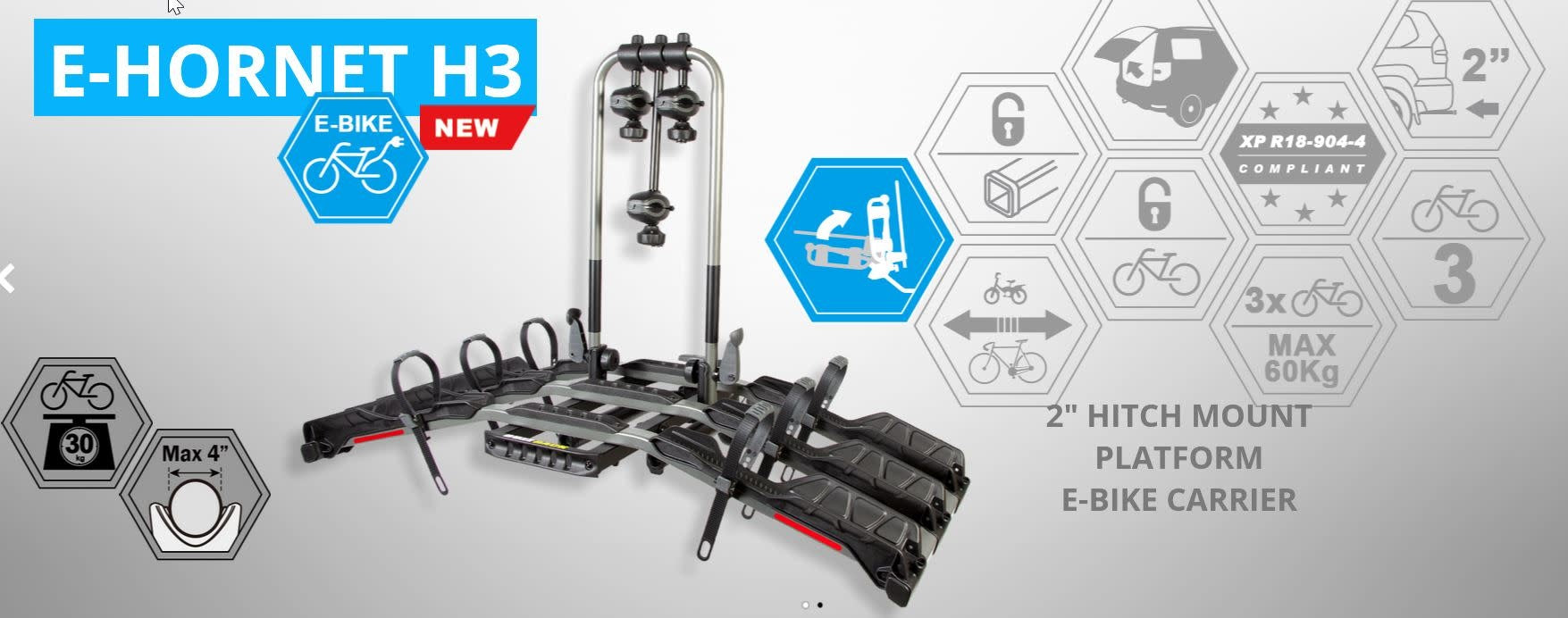 E-Hornet 3H for 3  Bike Hitch Mount Rack