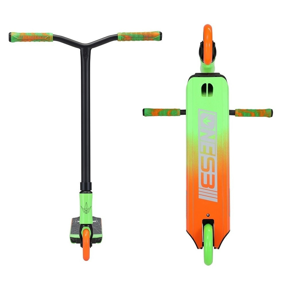 A picture of the green and orange Envy One Series 3 Scooter