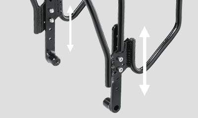 A close up picture of the adjustable arms on the Topeak Uni Super Tourist DX (Disc) 24-29" Pannier Rack