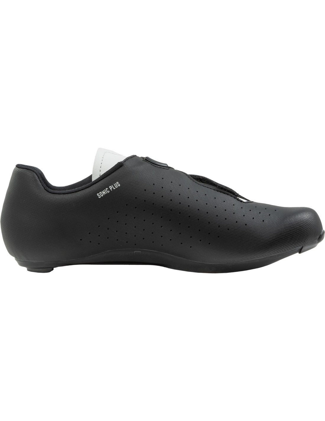 Black road cycling shoe on a white background