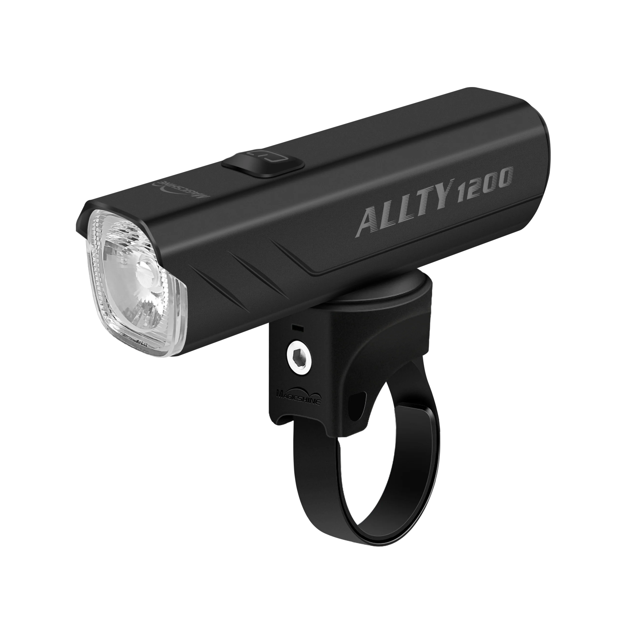 Black Magicshine bicycle light with 'ALLTY' branding on a white background