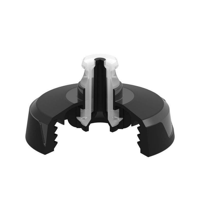 Dissection of a cycling water bottle lid on a white background