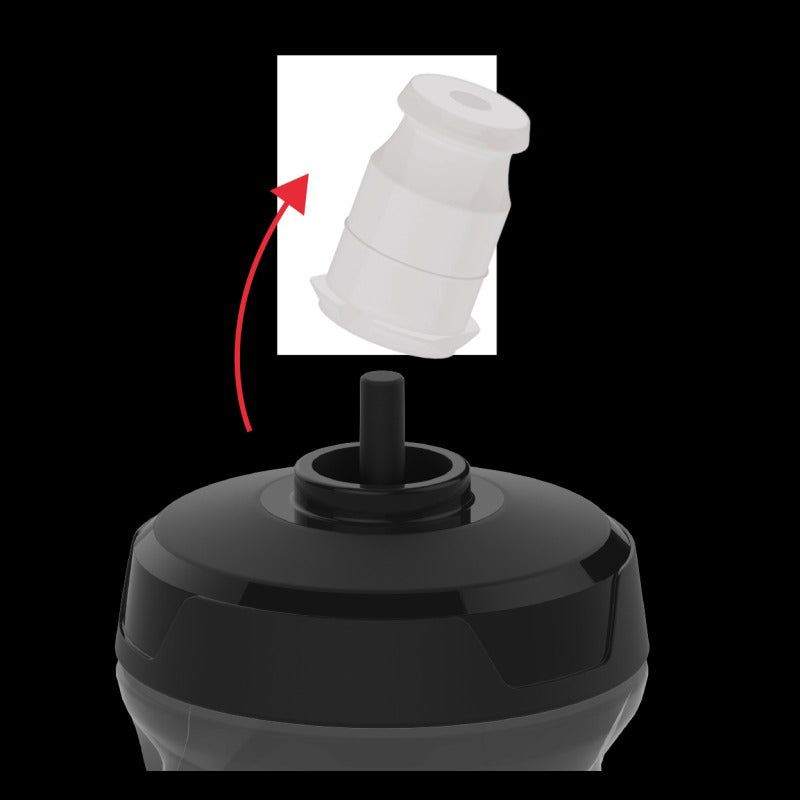 Showing the removal of a cycling water bottle top