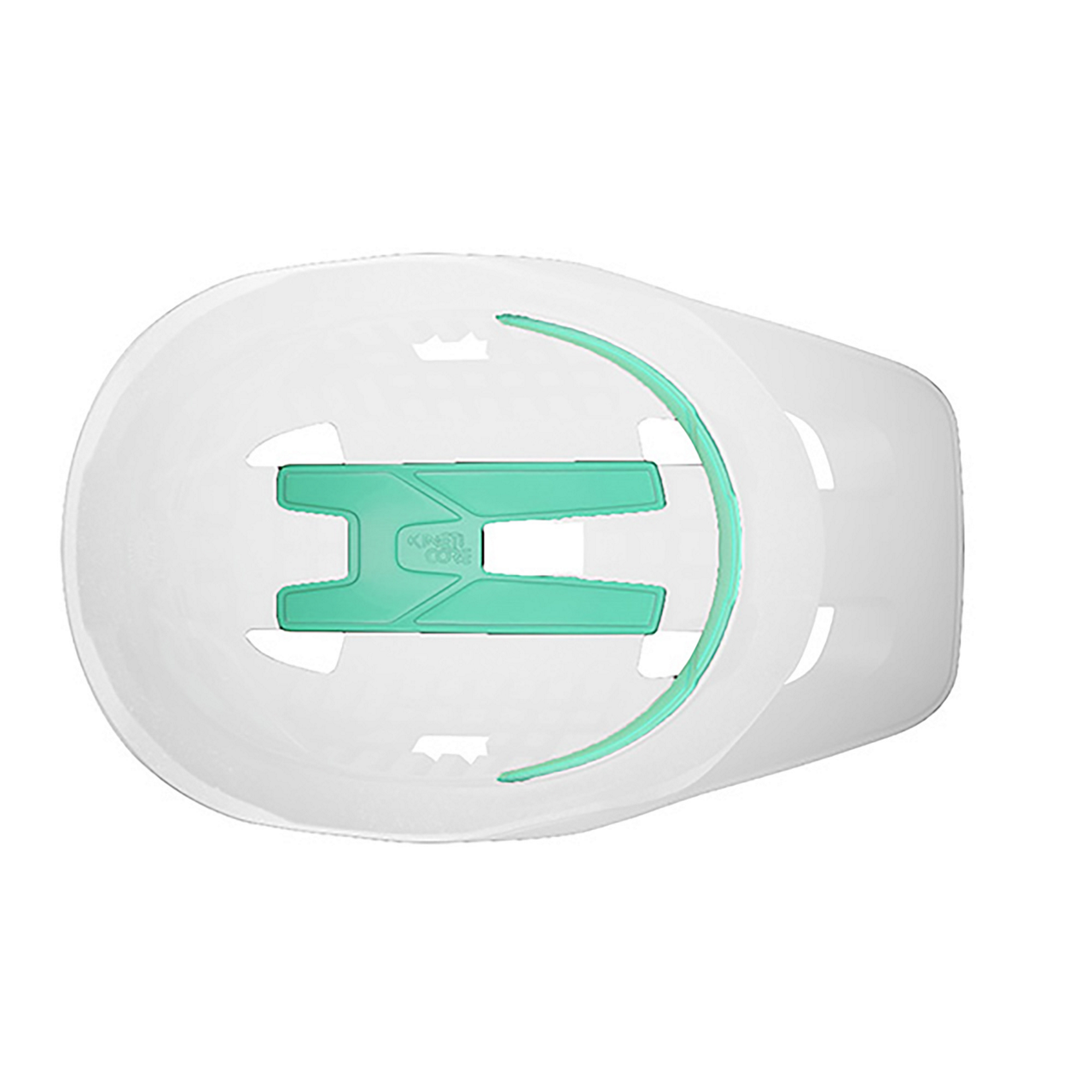 Inner green padding for a bicycle helmet on a white background