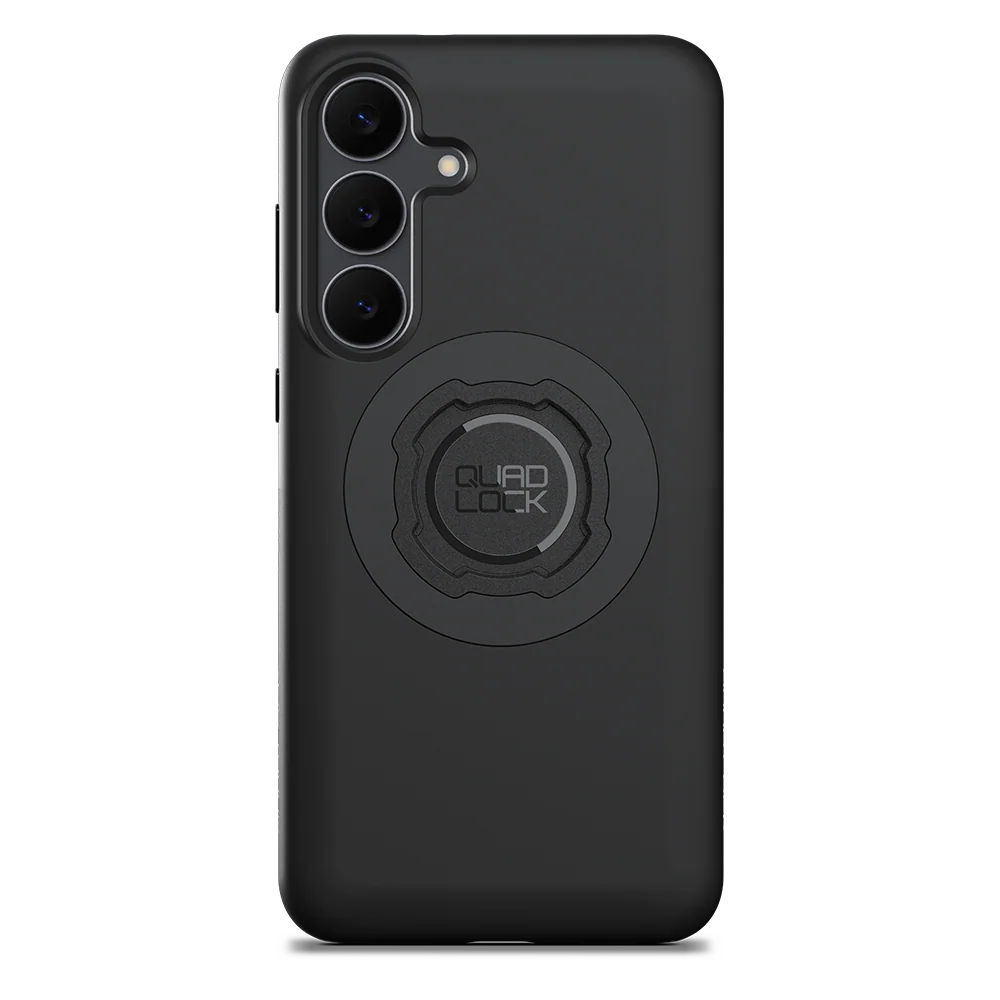 Black phone case with Quad Lock logo on a white background
