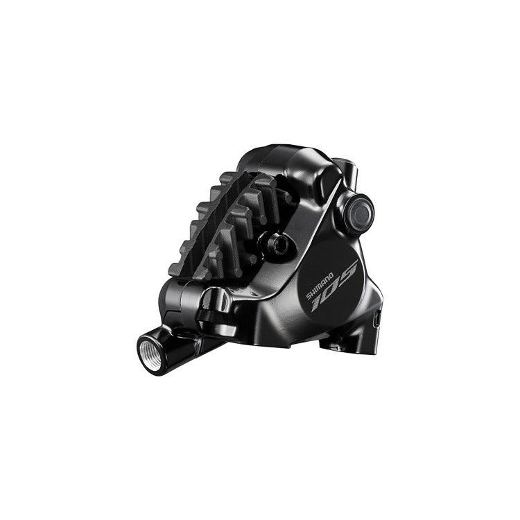 Black Shimano 105 Brake Calliper on a white background