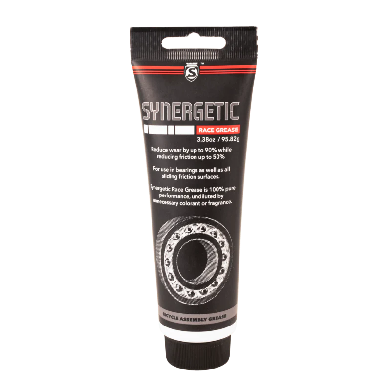 Tube of Synergetic race grease on a white background