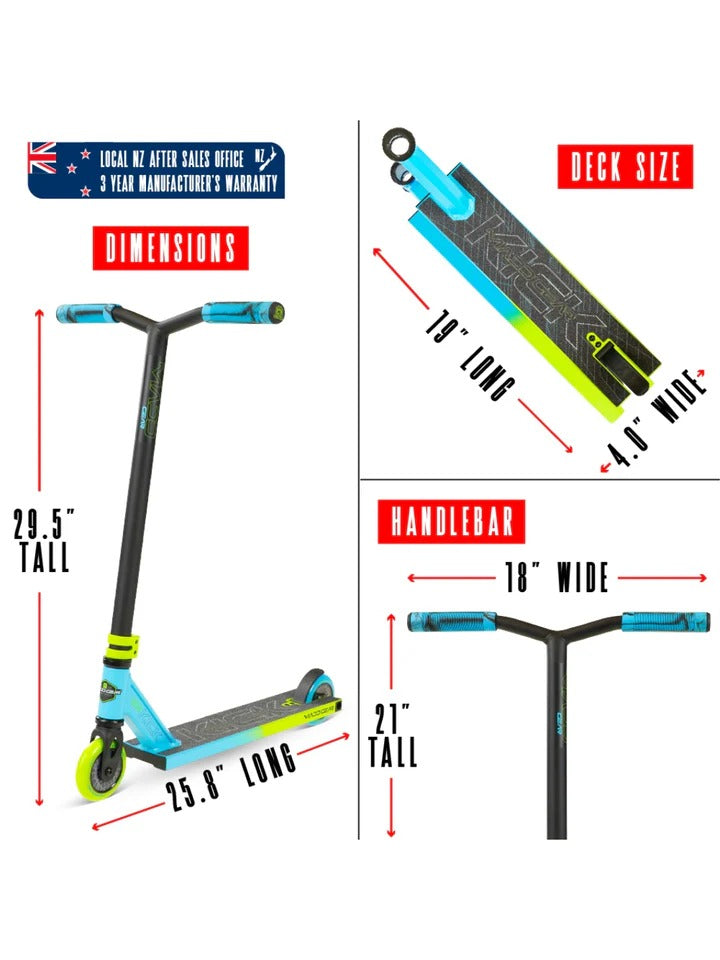 Measurement chart of a scooter with dimensions labeled