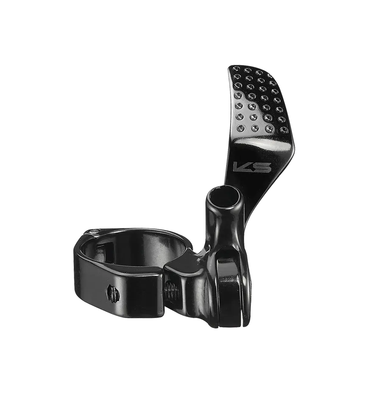 Black Bicycle Dropper Seatpost Lever against a white background