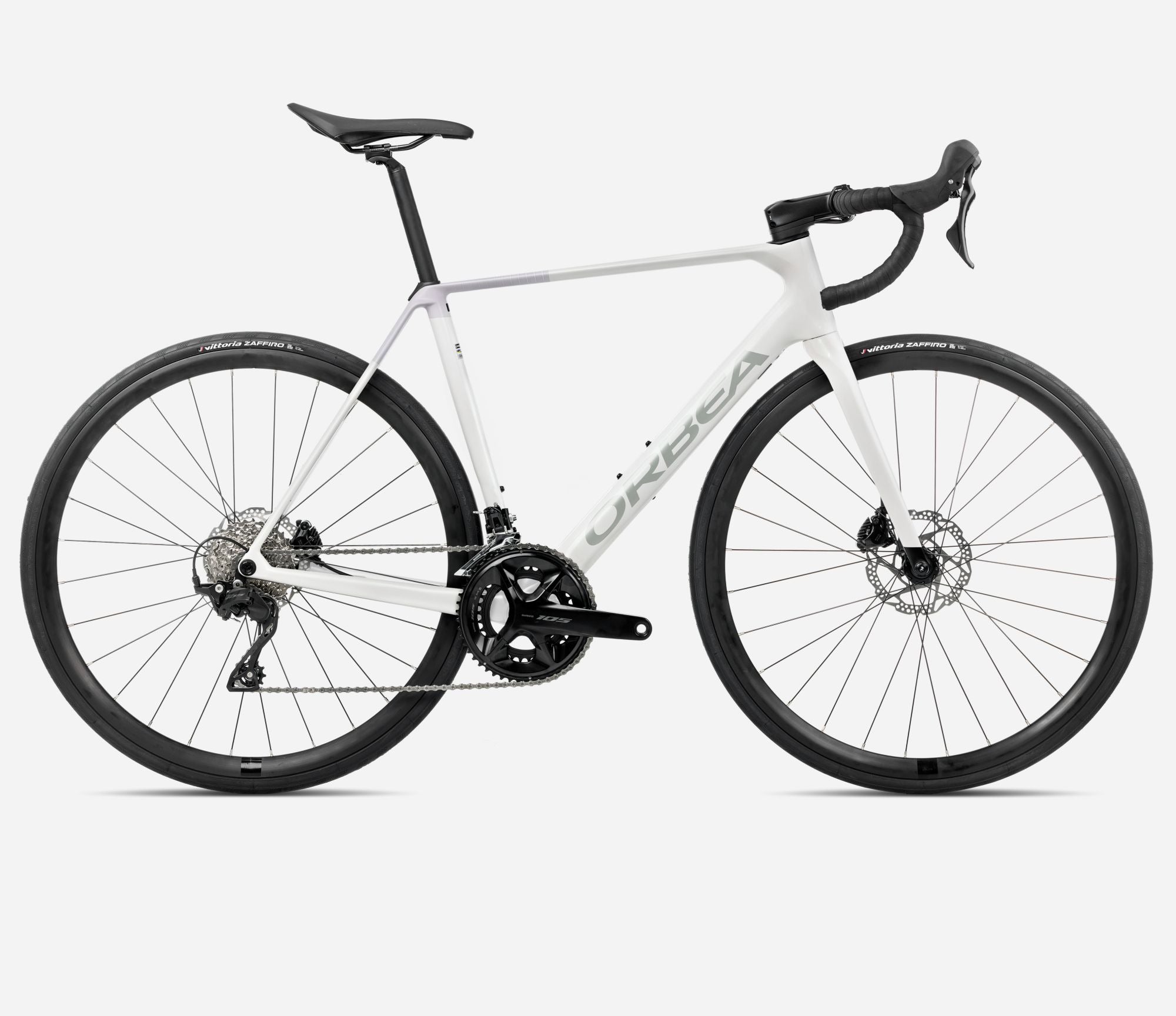 White Orbea Road Bike against a white background