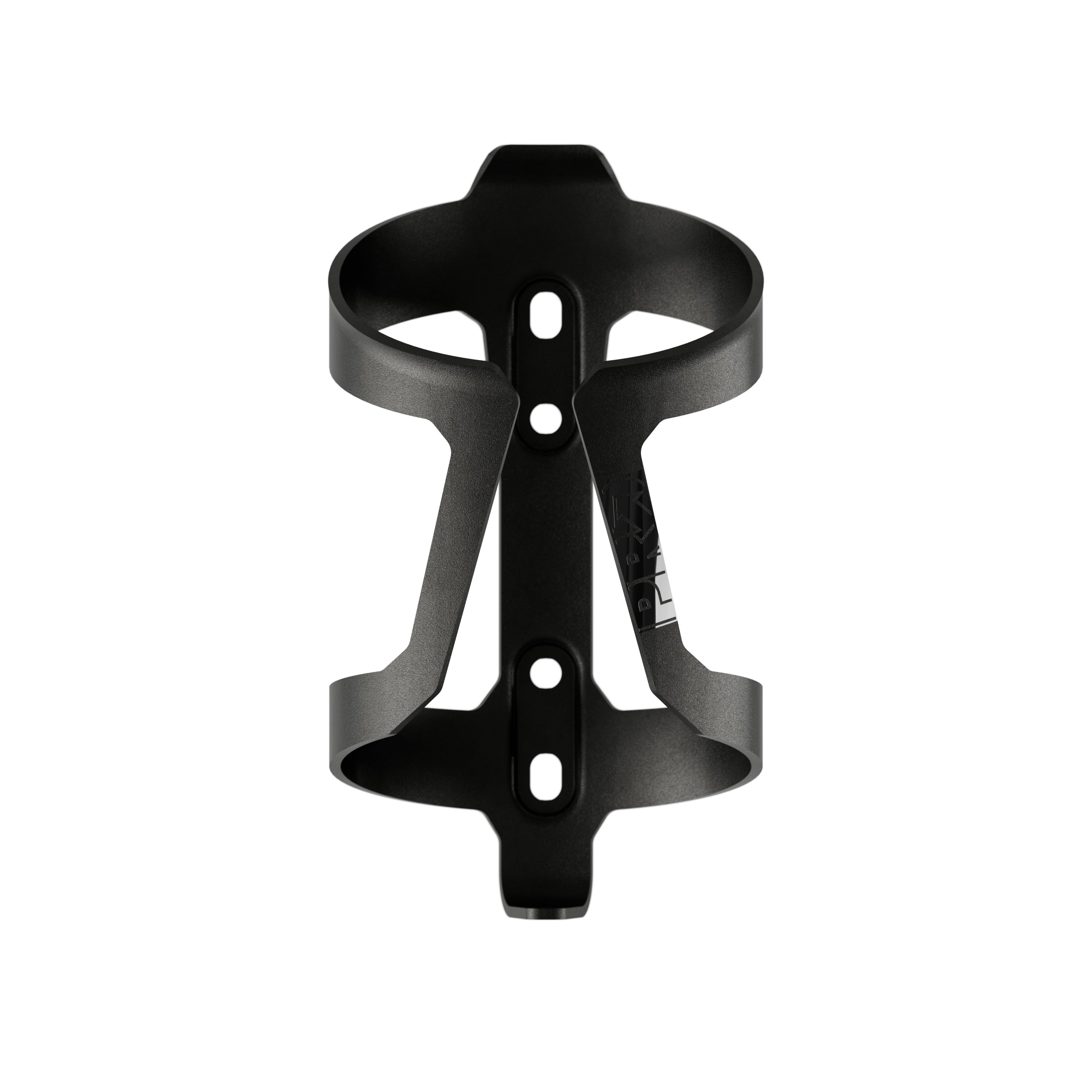 Black bicycle bottle cage on a white background