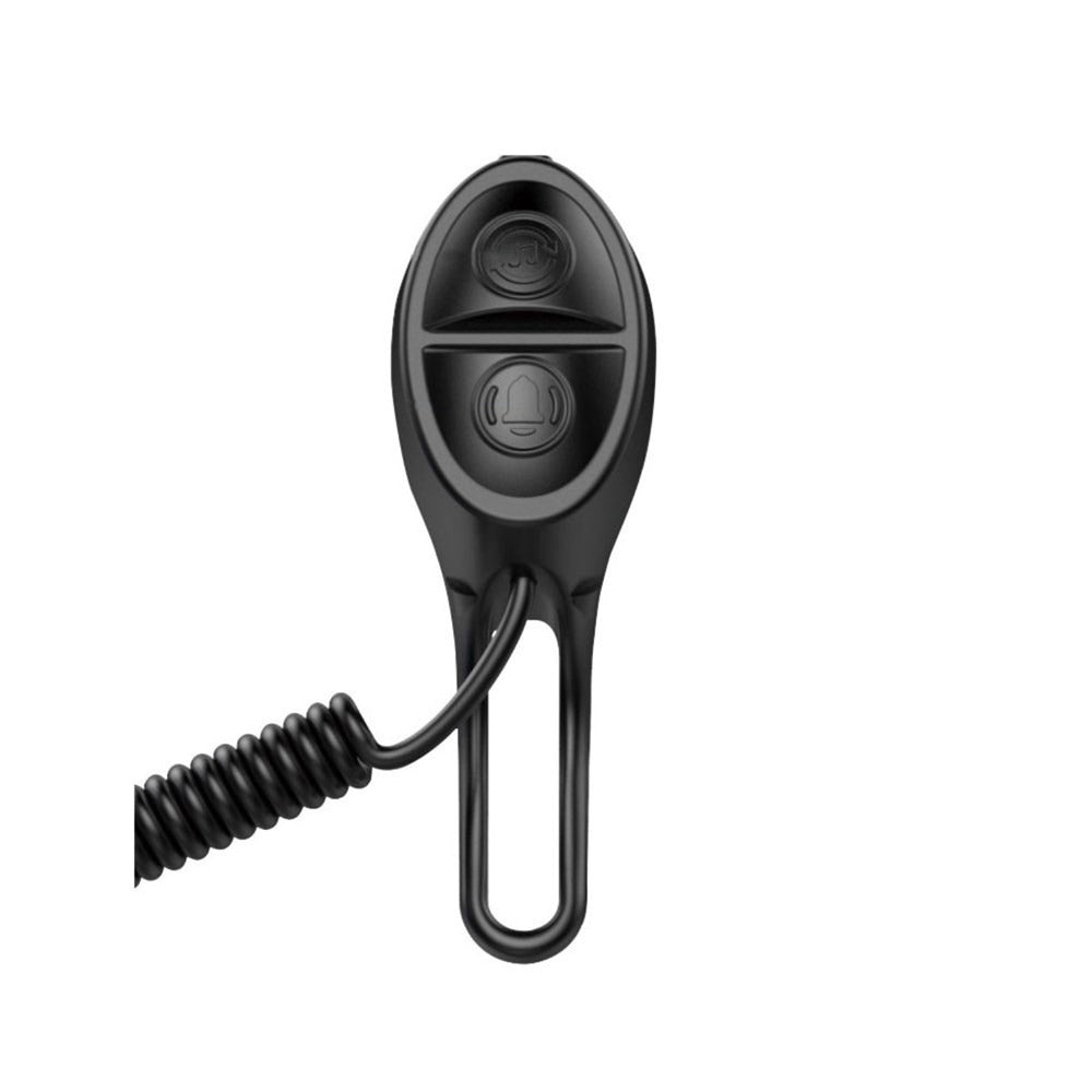 Black Electric Bicycle Bell with Cord on a white background