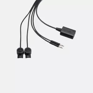 Black electronic cables with connectors for an e-bike remote on a white background