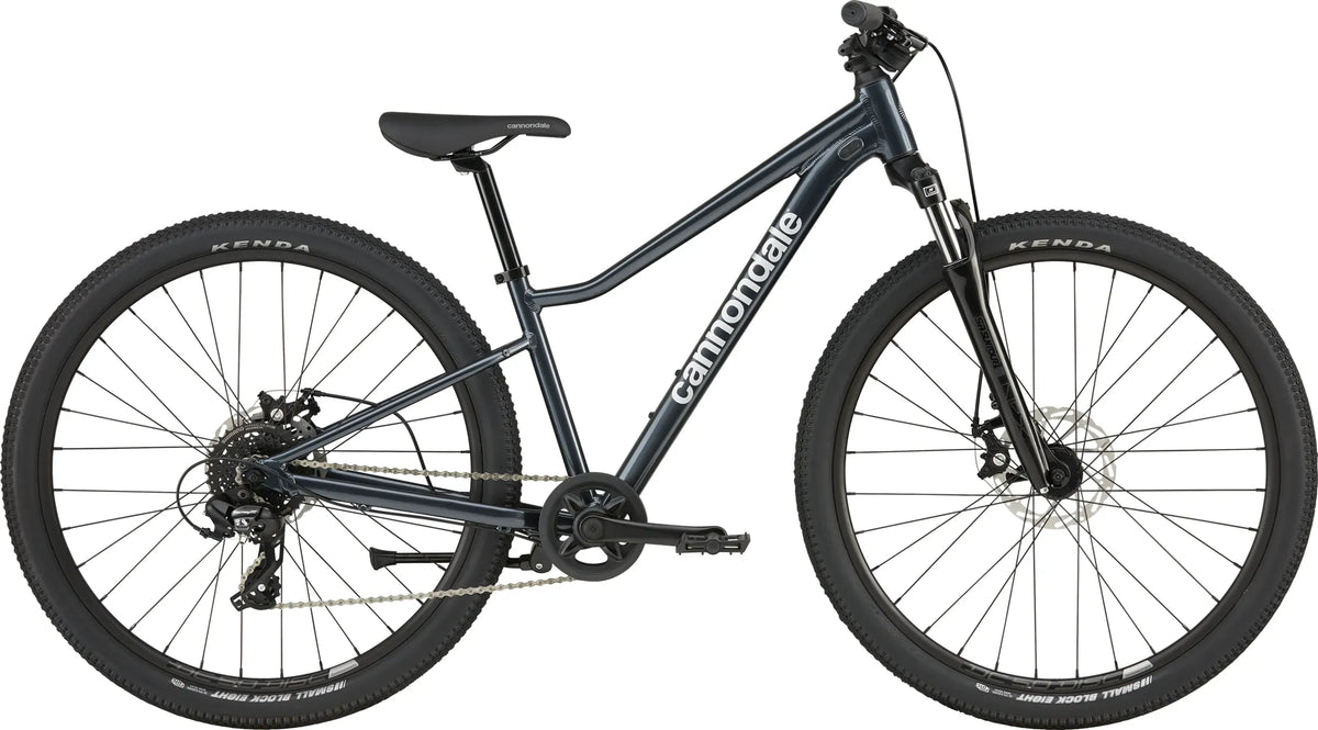 Steel Blue Cannondale mountain bike on a white background