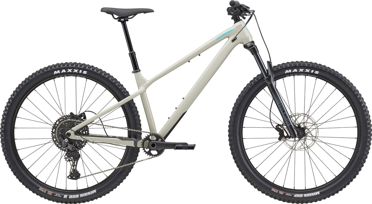 White Cannondale Hardtail Mountain Bike on a white background