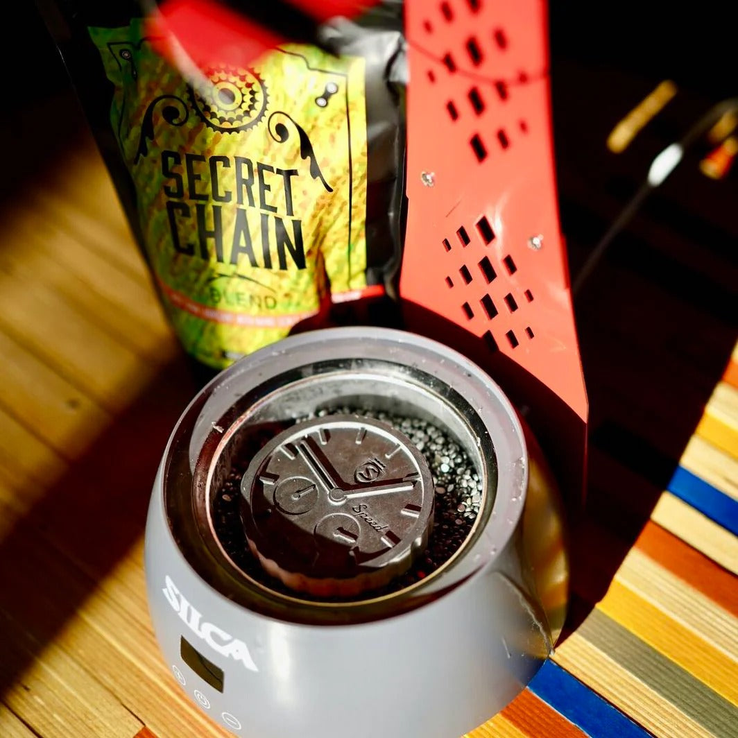 Speed Chip in a Silca Wax bowl with the Silca products surrounding it