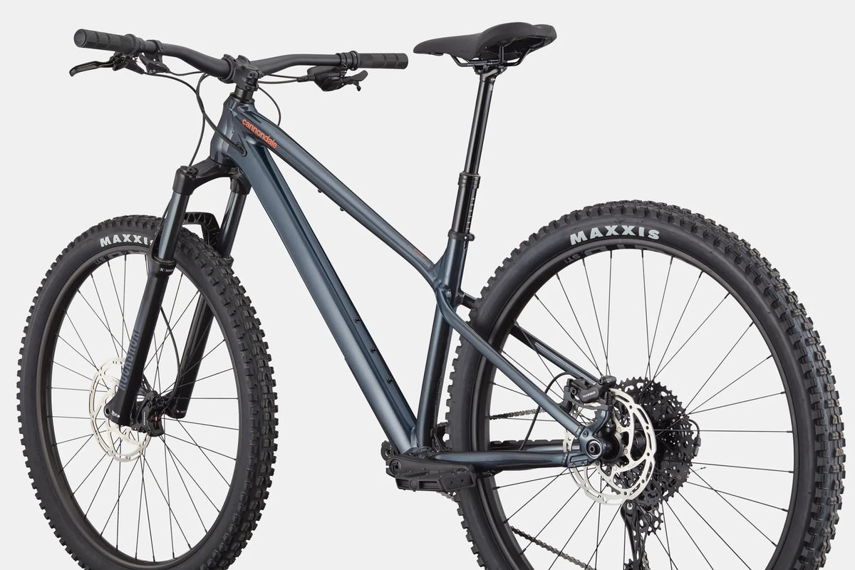 Blue Cannondale Hardtail Mountain Bike on a white background