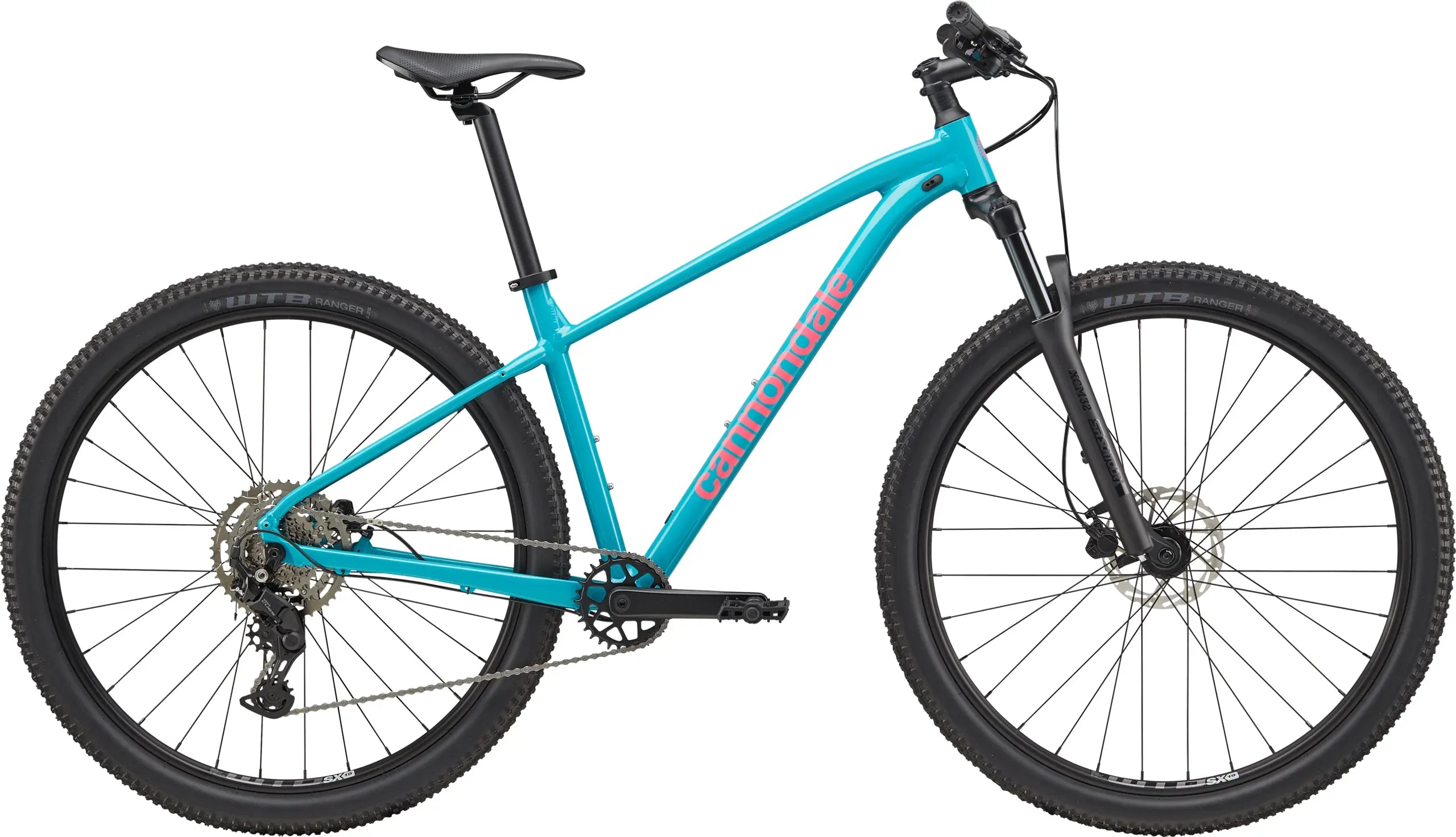 Blue mountain bike on a white background