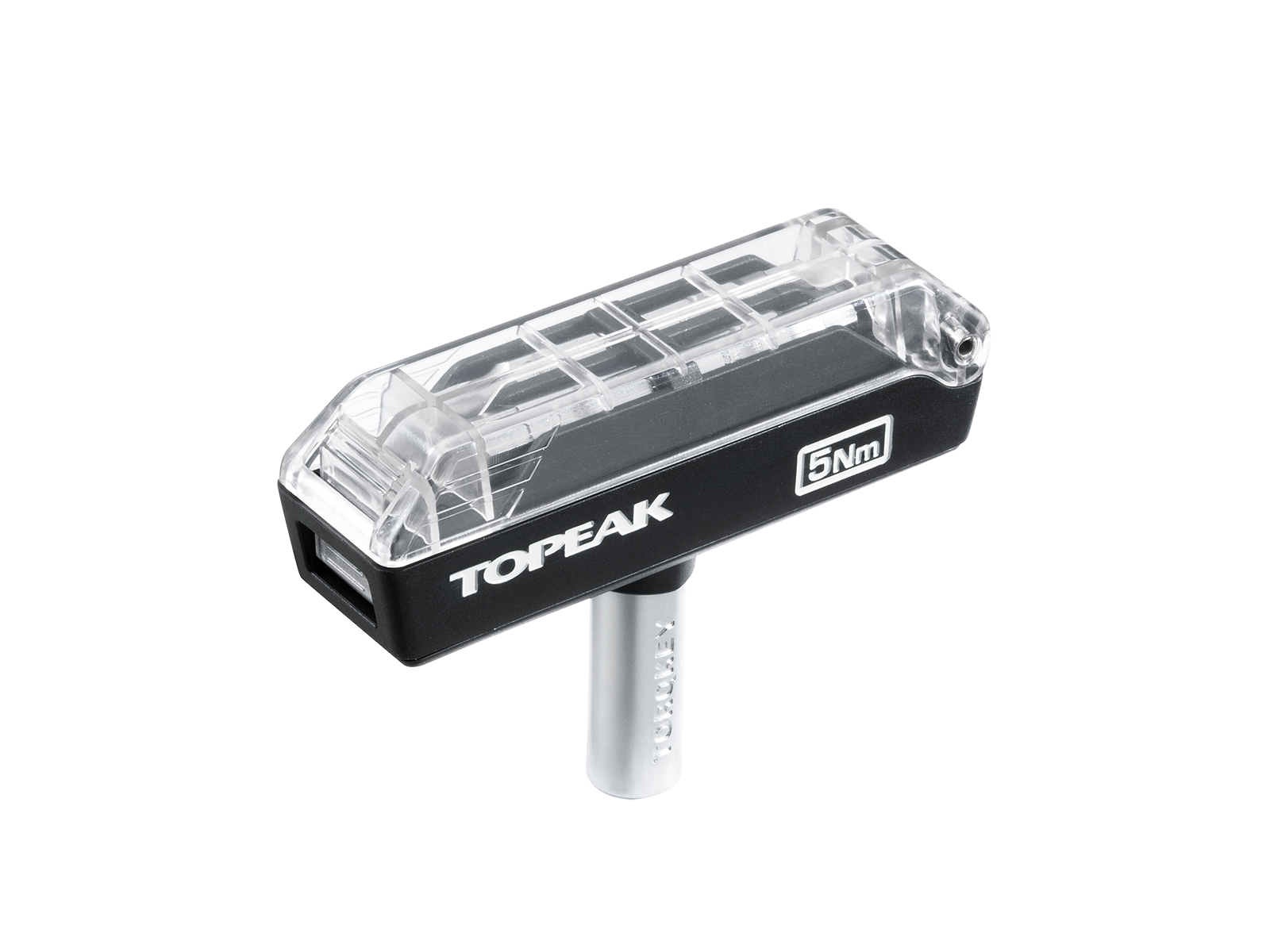 Topeak torque tool with clear cover on a white background