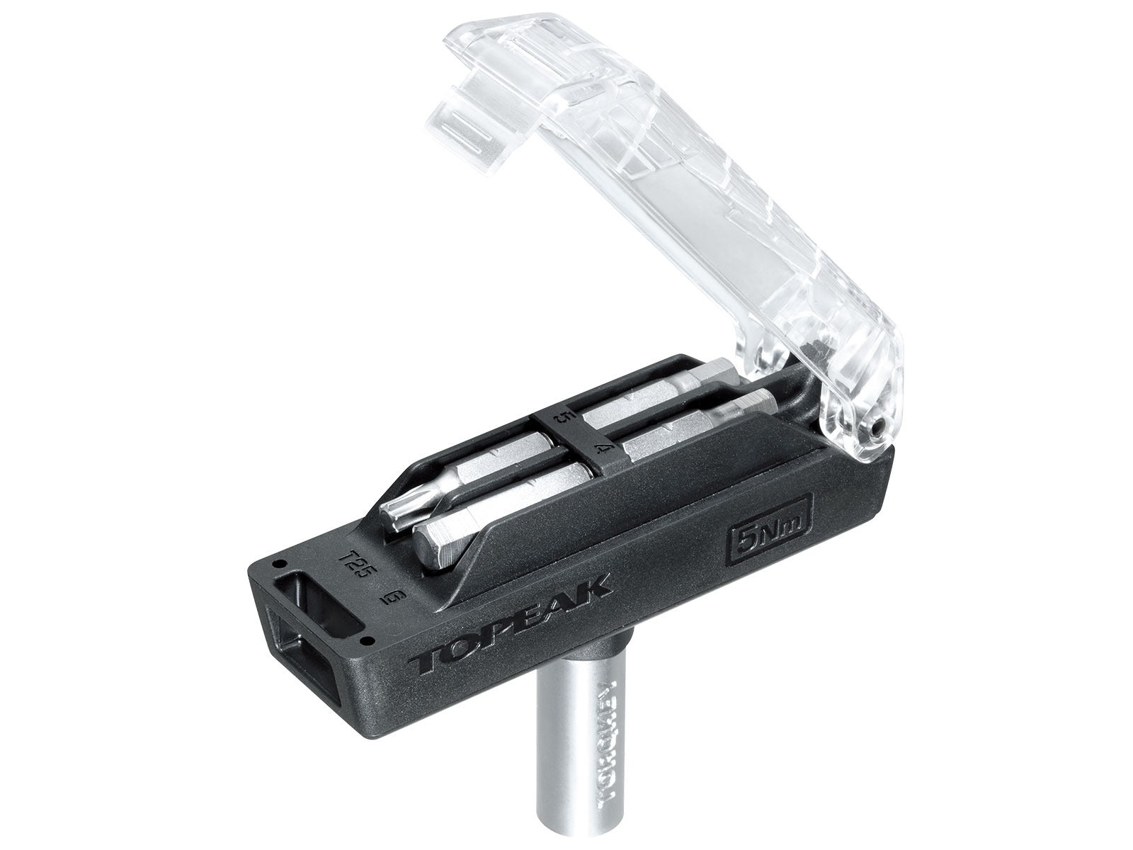 Black and clear torque tool with 'Topeak' branding on a white background