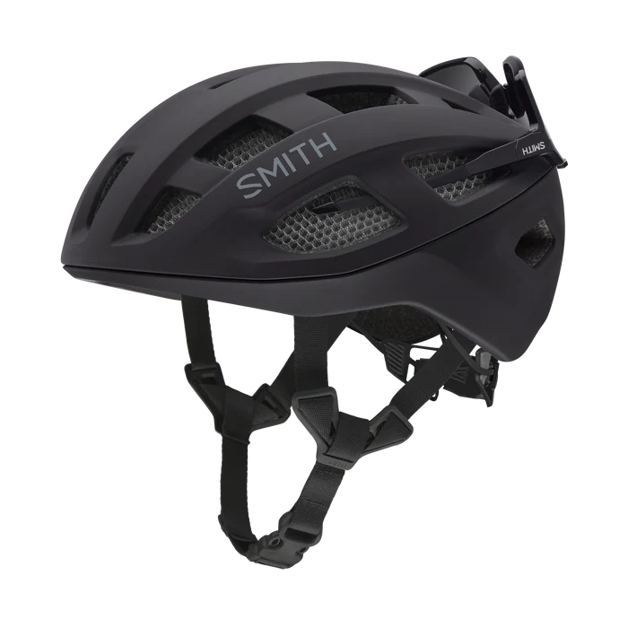 Black Smith road bike helmet on a white background