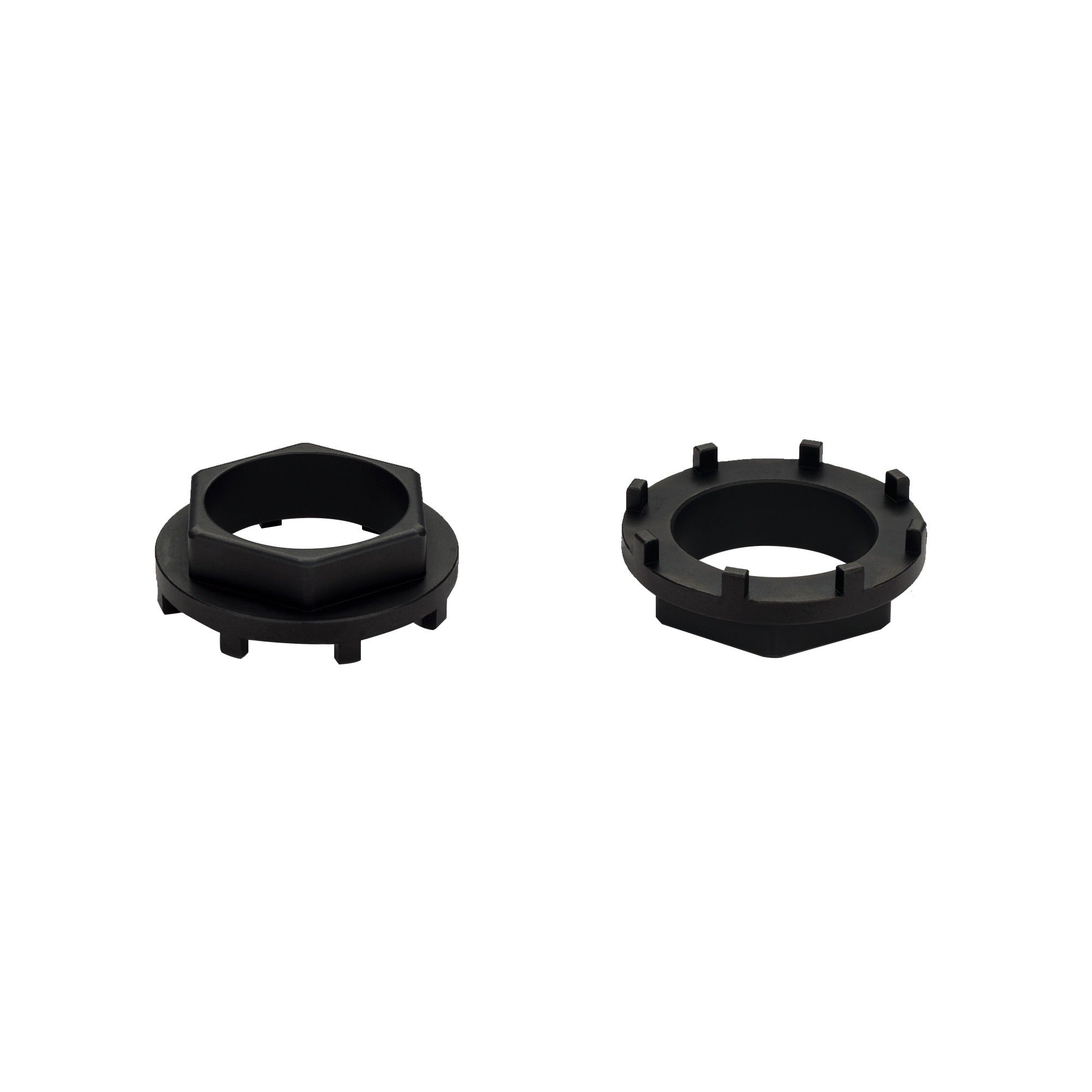 Black bicycle crank tool on a white background