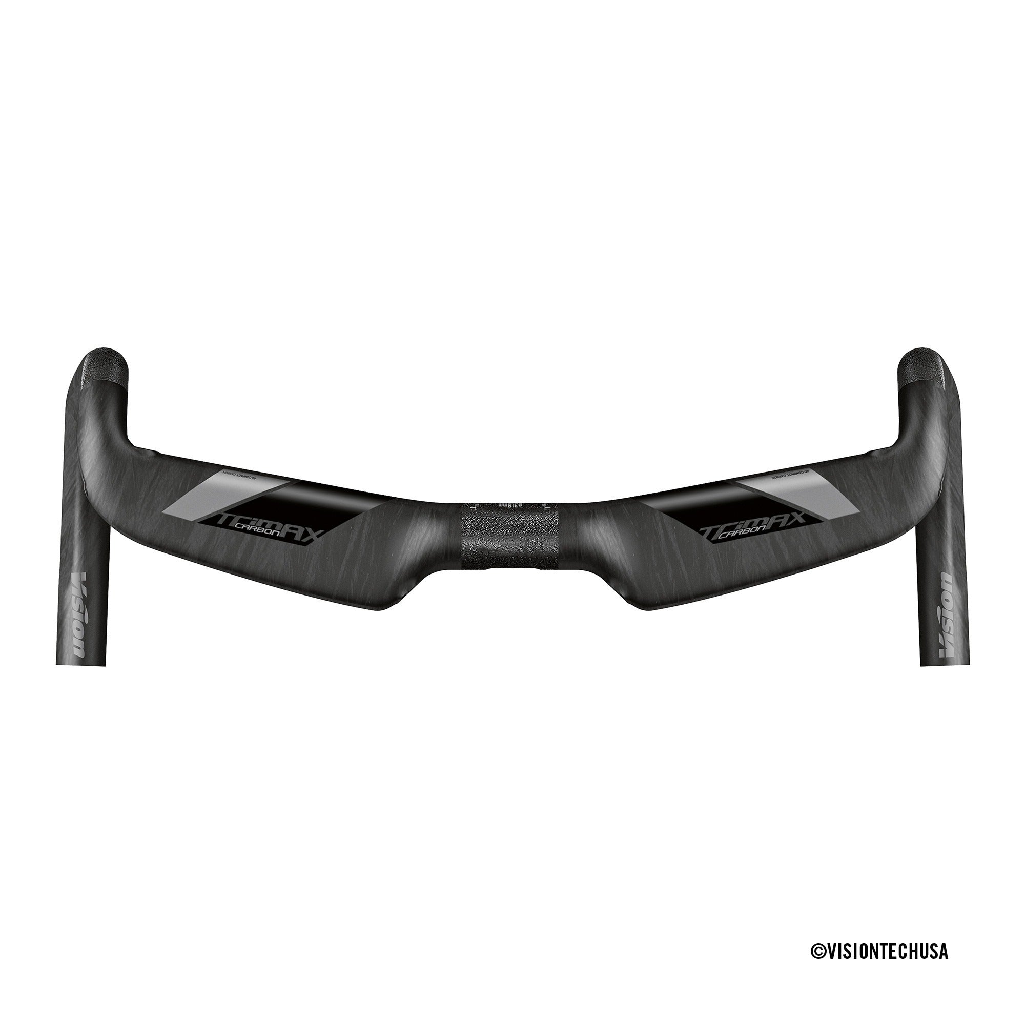 Carbon fiber handlebar with 'Vision Trimax' branding on a white background