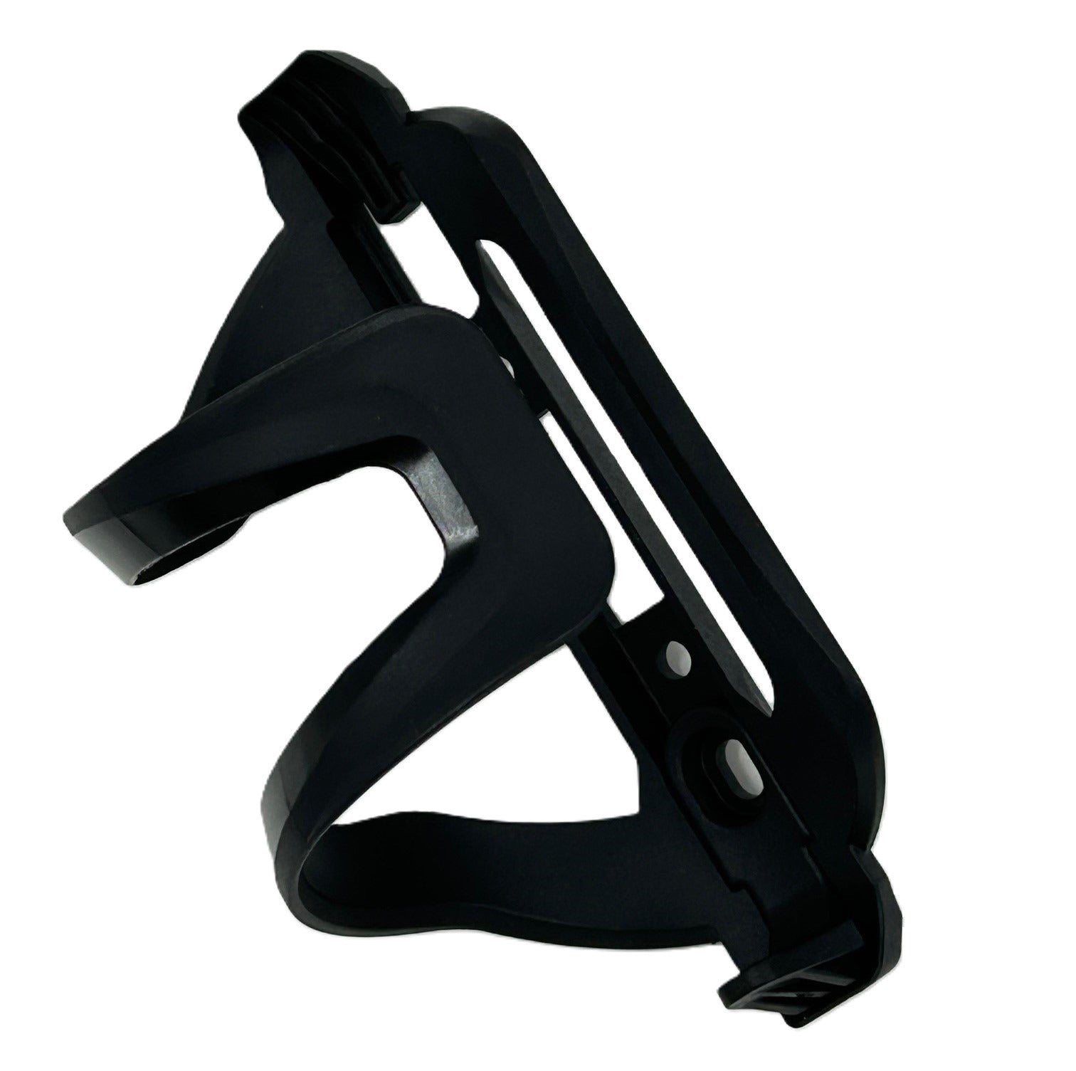 Black bicycle water bottle holder on a white background