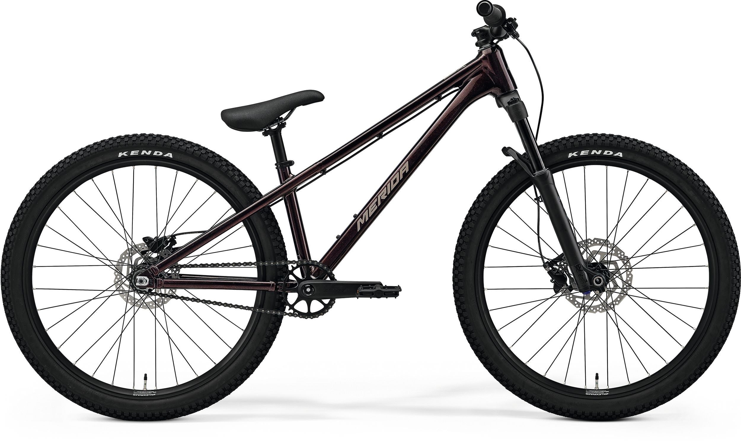 Black Merida Dirt Jump Bike on a white background