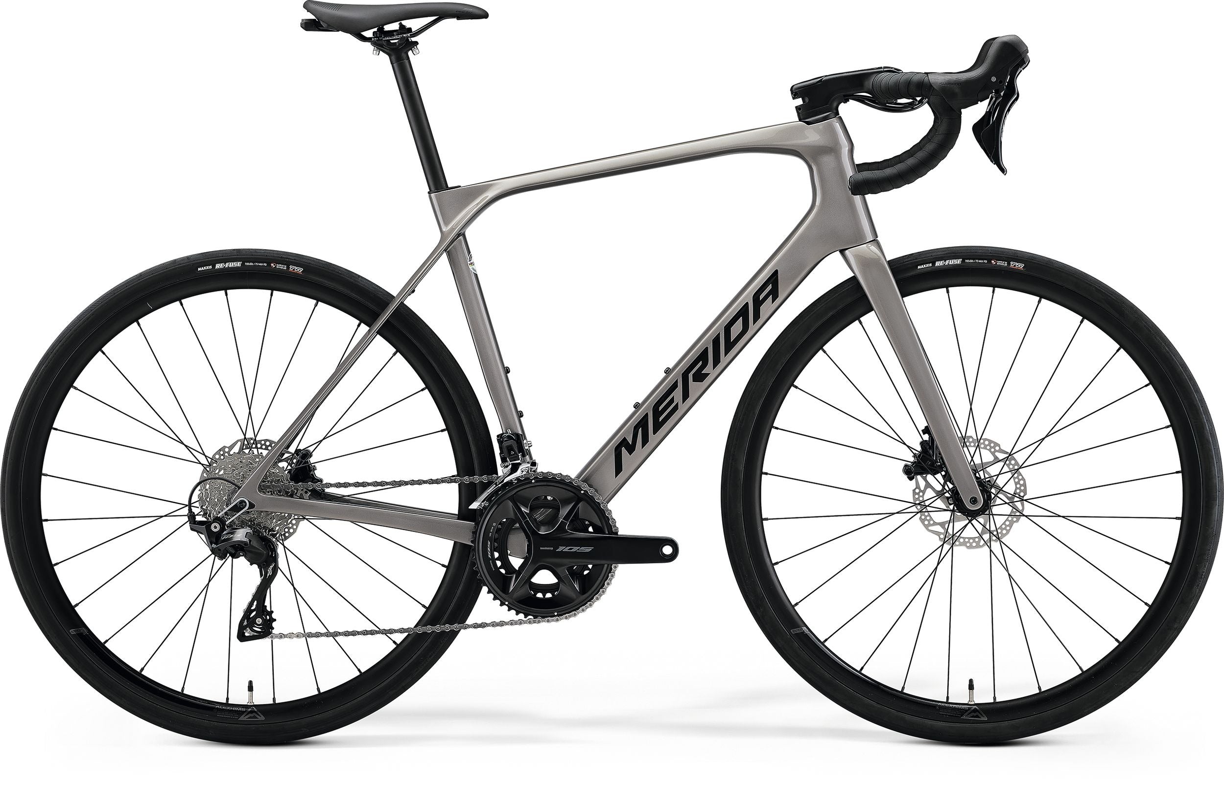 Gray Road Bike with 'Merida' branding on a white background