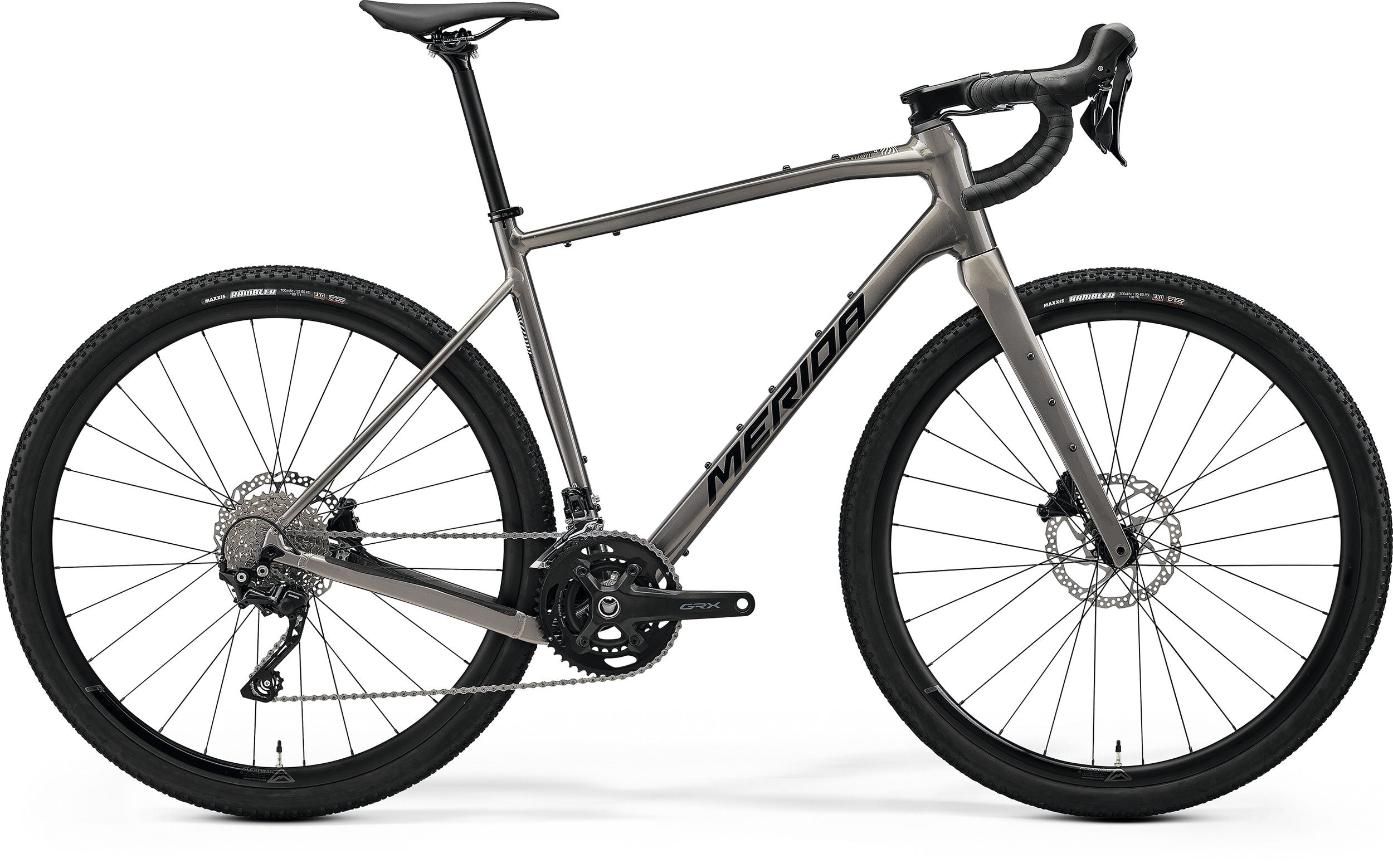Gray Merida Gravel Bike on a white background
