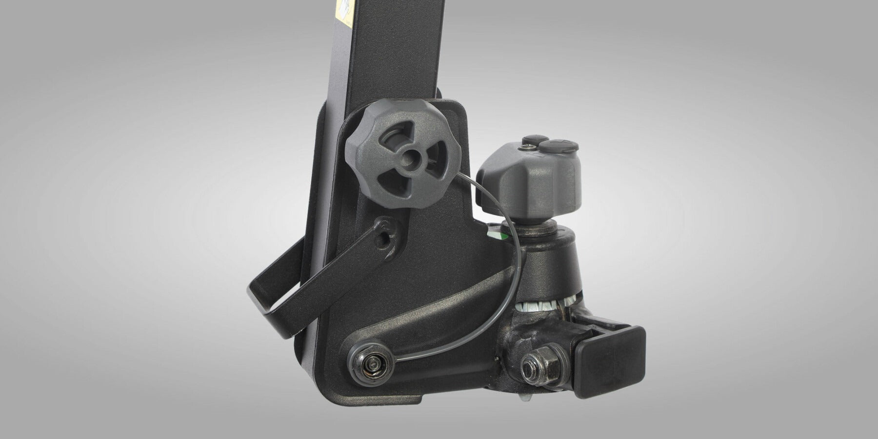 Tow Ball Mount Mechanism of a bike rack on a gray background