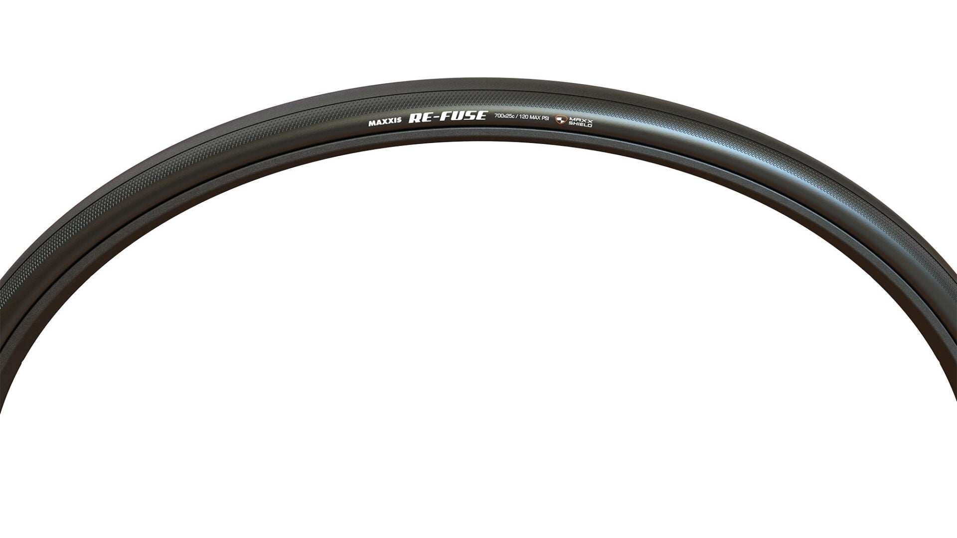 Road cycling tyre with 'Maxxis' branding on a white background