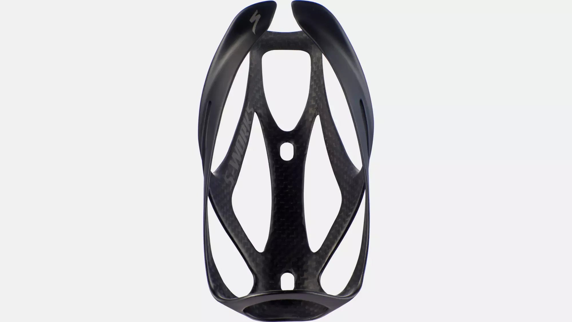 Black bicycle bottle cage on a white background