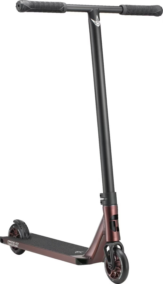Black and Bronze Envy Colt Scooter on a white background