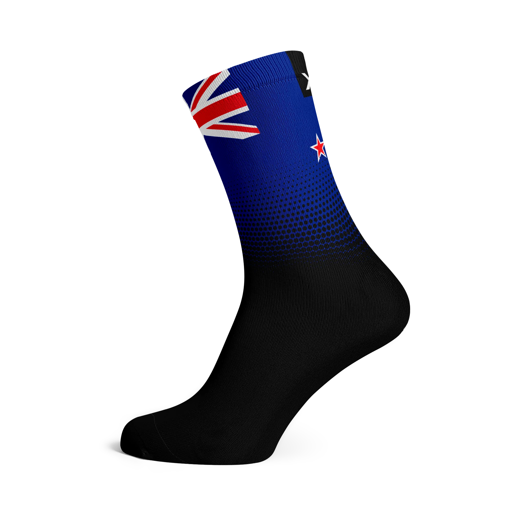 Cycling Socks with New Zealand Flag on a white background