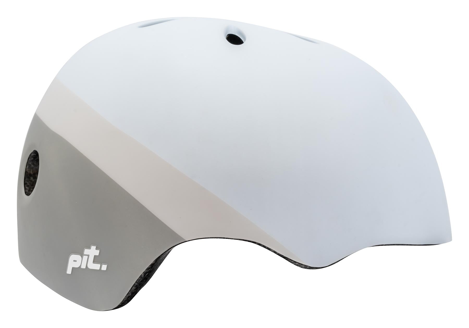 White and grey Pit BMX helmet against a white background